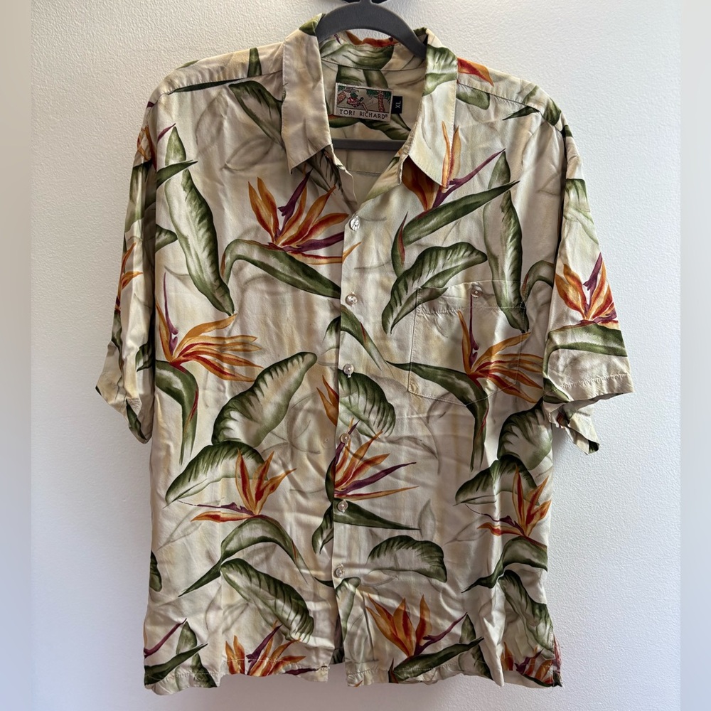 Tori Richard Bird Of Paradise Floral Hawaiian Shirt XL